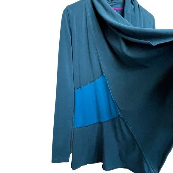 Matilda Jane Cardigan Women Size S Blue Colorblock Open Front Stretch - Picture 3 of 12